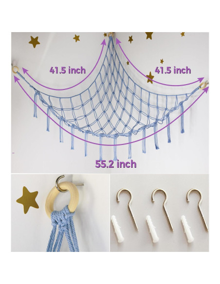 Hamaca de Almacenamiento Grande Mirolam Azul Bebé 140x105 cm