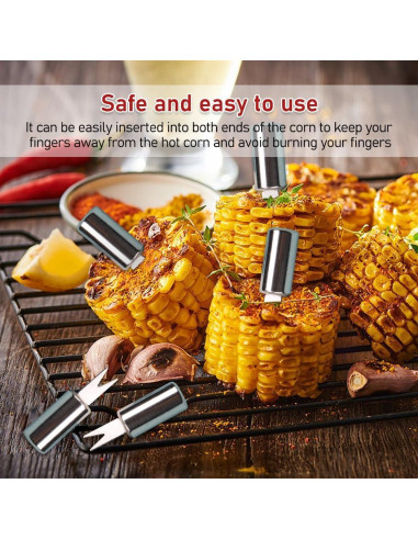 10 Sujetadores de Mazorcas de Maíz ZORZA Acero Inoxidable