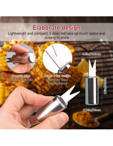 10 Sujetadores de Mazorcas de Maíz ZORZA Acero Inoxidable