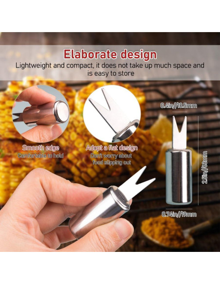 10 Sujetadores de Mazorcas de Maíz ZORZA Acero Inoxidable