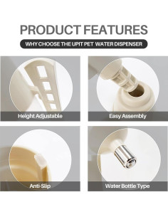 Dispensador de Agua y Comida para Perros UPIT Ajustable 500ml 2