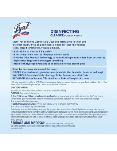 Lysol Spray Limpiador Desinfectante para Mascotas 946ml