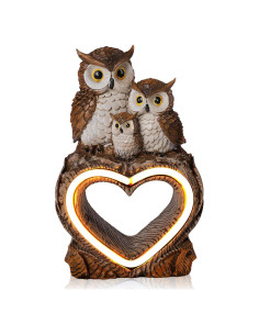 Estatua Solar de Búho Gris de Resina para Jardín 21.6cm