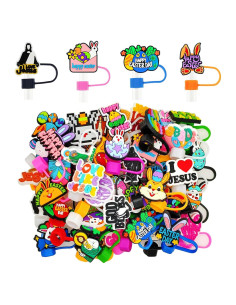 30 Tapas de Pajitas de Pascua YEALQUE Multicolor 10mm Reutilizables