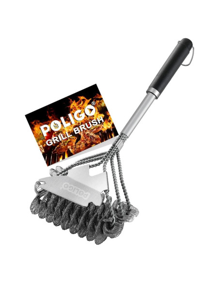 Cepillo y Raspador de Parrilla POLIGO 45.72 cm Acero Inoxidable