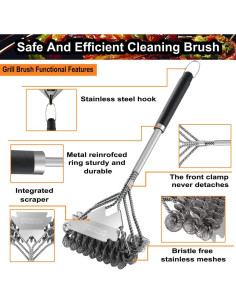 Cepillo y Raspador de Parrilla POLIGO 45.72 cm Acero Inoxidable 2