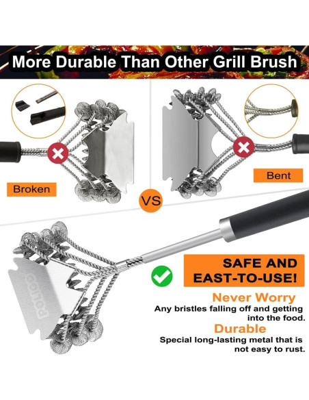 Cepillo y Raspador de Parrilla POLIGO 45.72 cm Acero Inoxidable