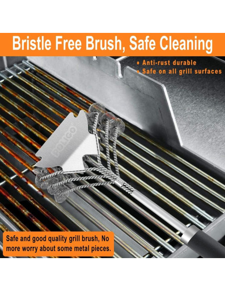 Cepillo y Raspador de Parrilla POLIGO 45.72 cm Acero Inoxidable