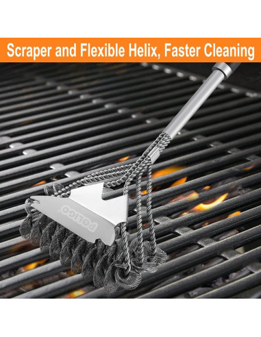 Cepillo y Raspador de Parrilla POLIGO 45.72 cm Acero Inoxidable