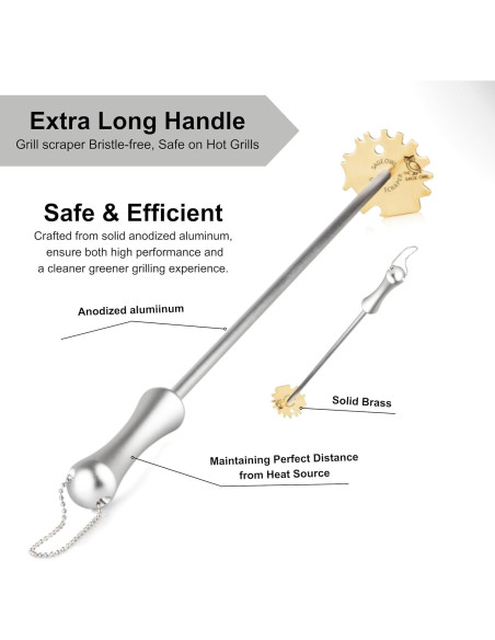 Raspador de Barbacoa Sage Owl de Latón Sin Cerdas 44.5 cm