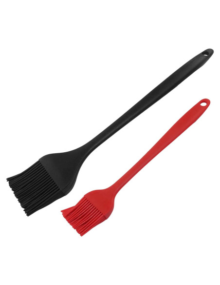 Brochas de Silicona Hitefu 2 Pcs para Cocina y BBQ - Negro y Rojo