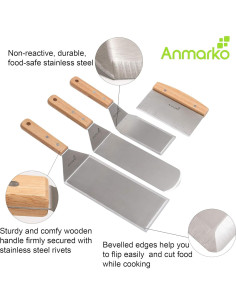 Juego de Espátulas de Acero Inoxidable Anmarko - 4 Piezas 2