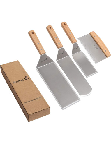 Juego de Espátulas de Acero Inoxidable Anmarko - 4 Piezas