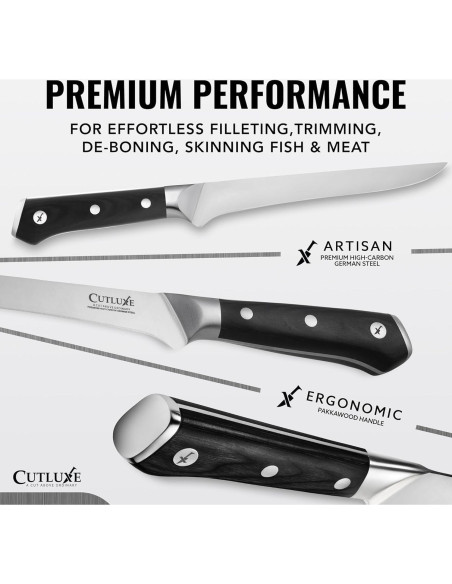 Cuchillo de Deshuesar Cutluxe 15.24 cm Acero Alemán Ergonómico