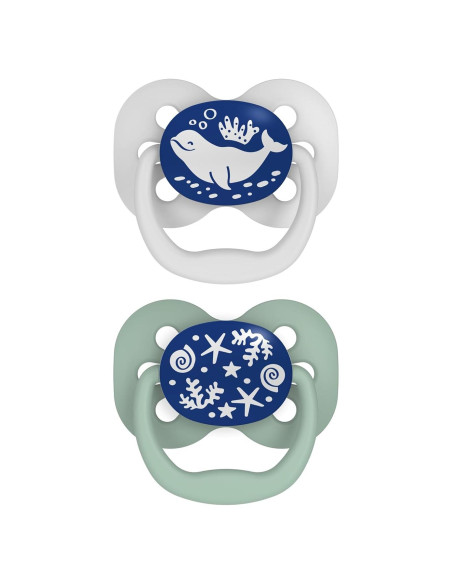 Chupete Dr. Brown's Advantage 0-6m Azul Brilla en la Oscuridad