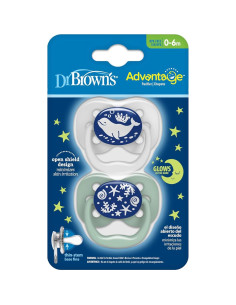 Chupete Dr. Brown's Advantage 0-6m Azul Brilla en la Oscuridad 2
