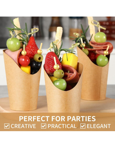 50 Tazas de Charcutería SEANSDA + 200 Palillos + 50 Etiquetas