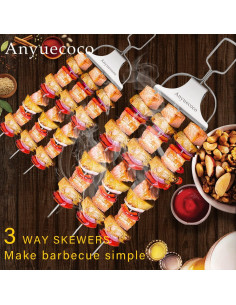 Pinchos de Kabob Anyuecoco 35.5 cm Acero Inoxidable 2 PCS 2