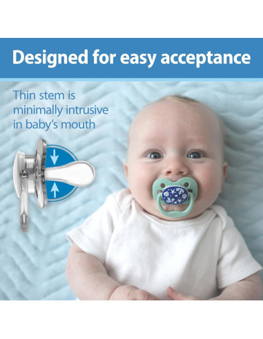 Chupete Dr. Brown's Advantage 0-6m Azul Brilla en la Oscuridad