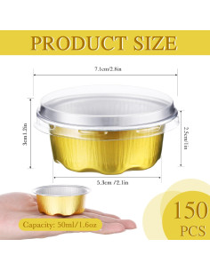 Contenedores de Aluminio Desechables Eaasty 150 Piezas 1.6 oz 2