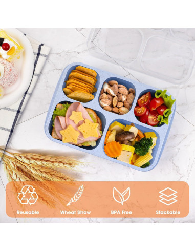 Caja Bento Korlon 6 Piezas 1000ml con 5 Compartimentos