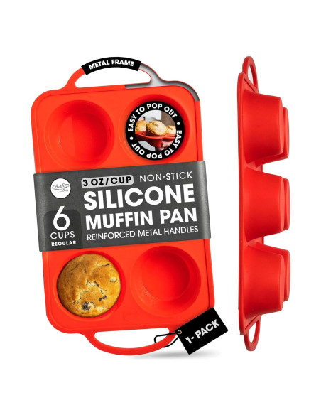 Bandeja de Muffins de Silicona BAKE BOSS 6 Tazas Antiadherente