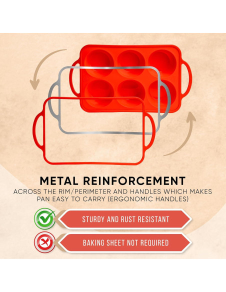 Bandeja de Muffins de Silicona BAKE BOSS 6 Tazas Antiadherente