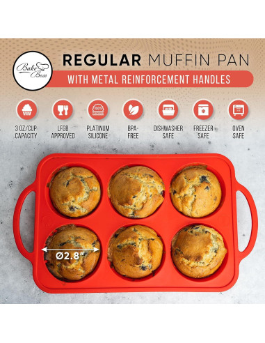 Bandeja de Muffins de Silicona BAKE BOSS 6 Tazas Antiadherente