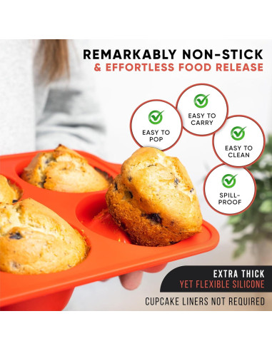 Bandeja de Muffins de Silicona BAKE BOSS 6 Tazas Antiadherente