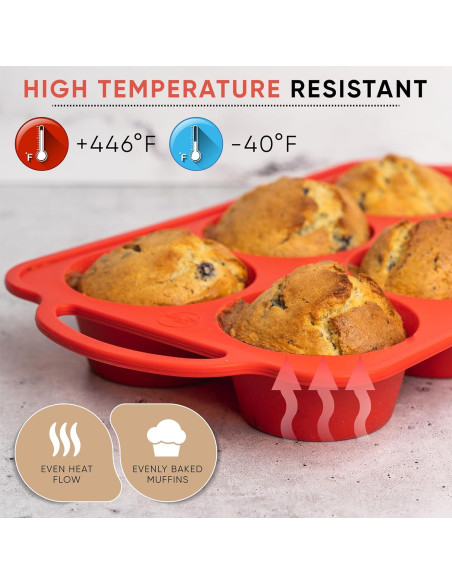 Bandeja de Muffins de Silicona BAKE BOSS 6 Tazas Antiadherente