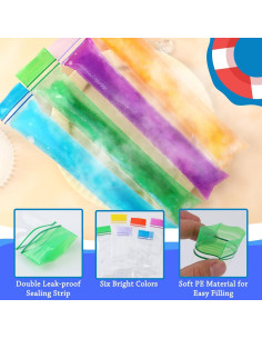 120 Bolsas de Moldes de Paletas FEBSNOW Multicolor 11x5 cm 2