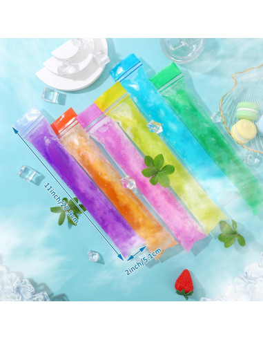 120 Bolsas de Moldes de Paletas FEBSNOW Multicolor 11x5 cm