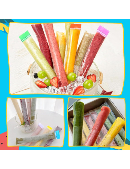 120 Bolsas de Moldes de Paletas FEBSNOW Multicolor 11x5 cm