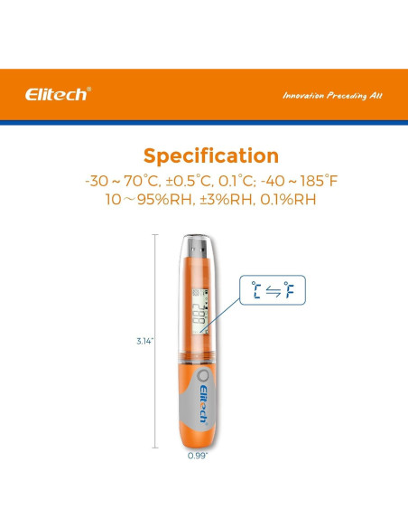 Registrador de Datos de Temperatura Elitech RC-51H 10 Unidades