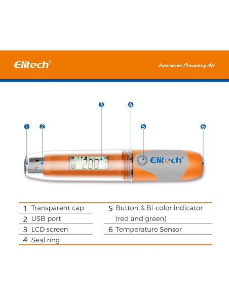 Registrador de Datos de Temperatura Elitech RC-51H 10 Unidades