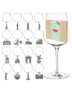 16 Encantos para Copas de Vino Viaje - Marcadores Duraderos