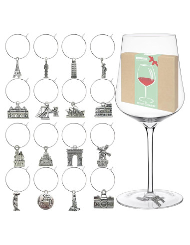 16 Encantos para Copas de Vino Viaje - Marcadores Duraderos