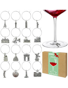 16 Encantos para Copas de Vino Viaje - Marcadores Duraderos 2