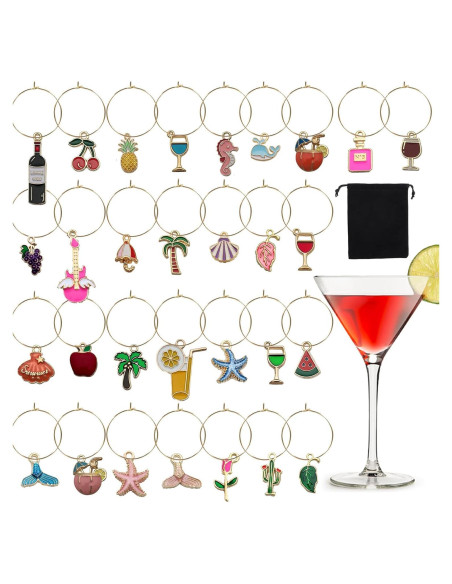 Juego de Charms para Copas de Vino Playa - 30 Piezas