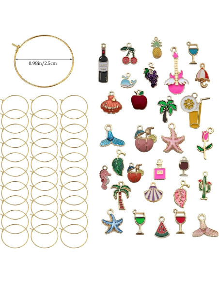 Juego de Charms para Copas de Vino Playa - 30 Piezas