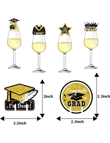 Charms Identificadores de Copas de Vino Graduación 50pcs
