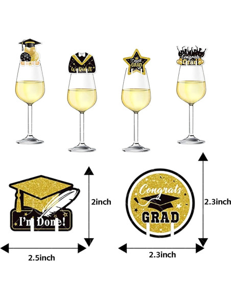 Charms Identificadores de Copas de Vino Graduación 50pcs