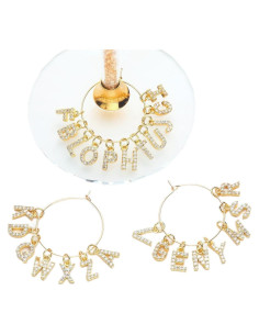 Set de 26 Marcadores de Copas de Vino Pride & Par con Letras Doradas