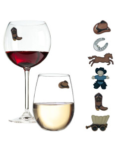 Set de 6 Encantos Magnéticos de Vino Triple Corona - Caballo, Bota, Sombrero