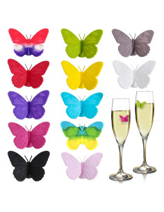Set de 12 Encantos para Copas de Vino Mariposa Femeng