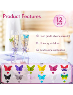 Set de 12 Encantos para Copas de Vino Mariposa Femeng 2
