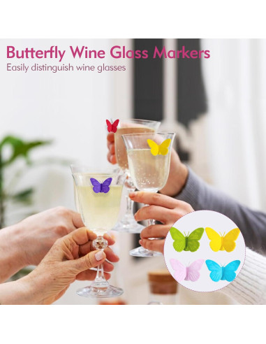 Set de 12 Encantos para Copas de Vino Mariposa Femeng