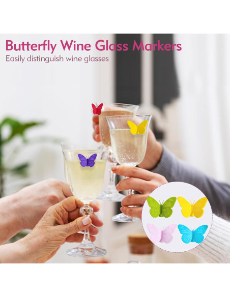 Set de 12 Encantos para Copas de Vino Mariposa Femeng