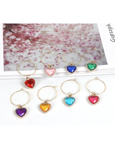 Juego de 8 Encantos de Corazón para Copas de Vino HOXIEYA