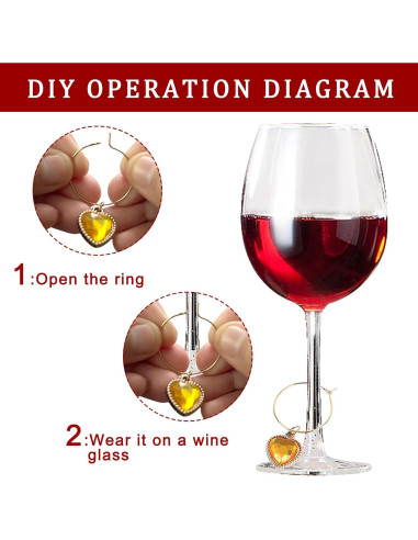 Juego de 8 Encantos de Corazón para Copas de Vino HOXIEYA